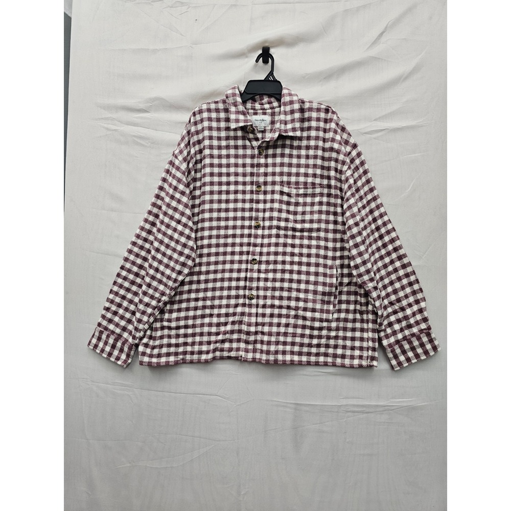 Goodfellow & Co Mens Heavyweight Flannel Shirt Maroon Cotton Casual Size XXL